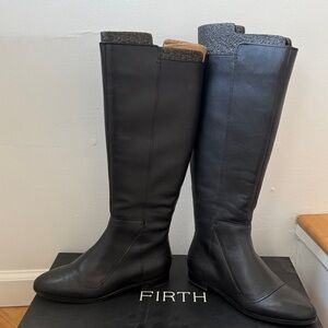 Women's Black Leather Knee-High Boots Firth brand 7.5